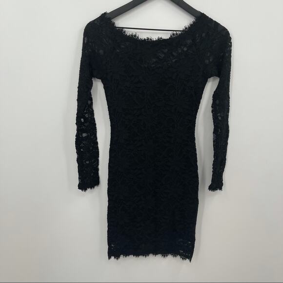 Black Lace Body Con Dress Size Small - Picture 7 of 8